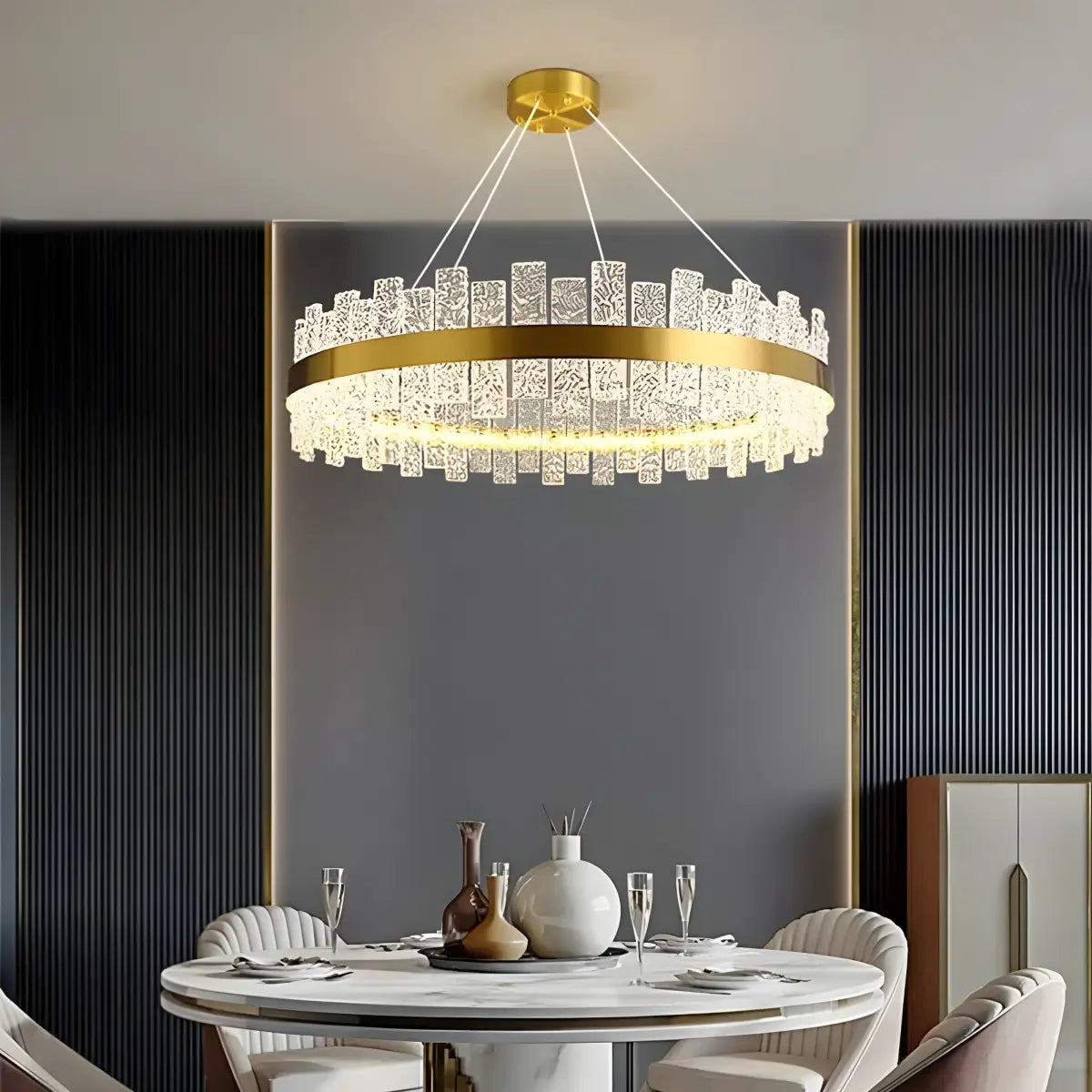 Eloer Modern Frosted Glass Crystal Chandelier