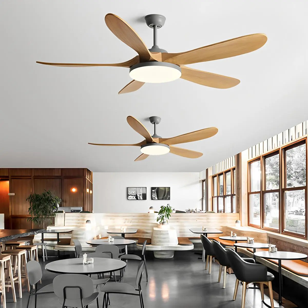 Eloer 5-leaf Solid Wood Ceiling Fan Light
