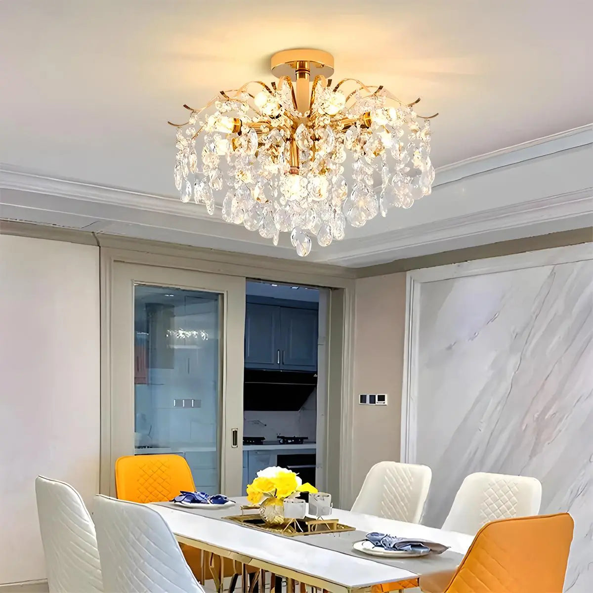 Eloer French Vintage Crystal Ceiling Chandelier