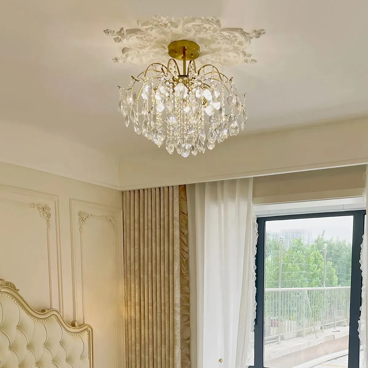 Eloer French Vintage Crystal Ceiling Chandelier