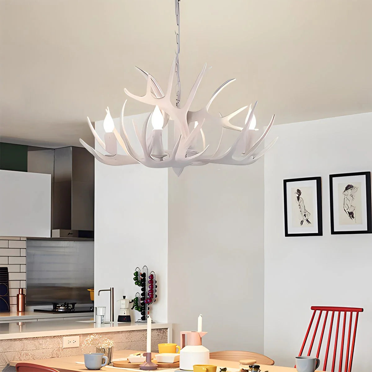 Eloer Antler Shape Resin Chandelier for Living Room