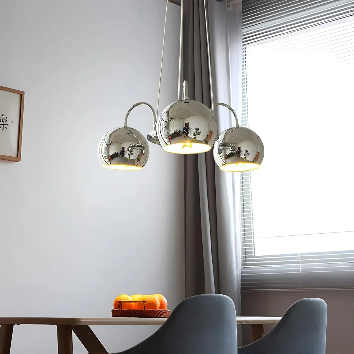 Eloer Bauhaus Style Antique Chrome Chandelier