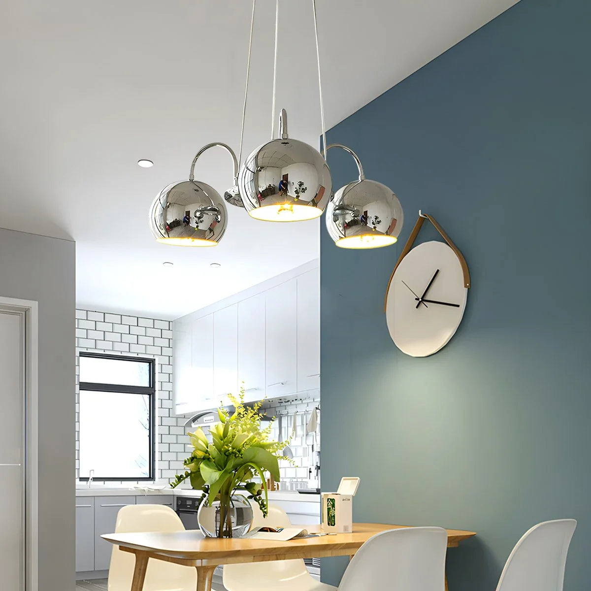 Eloer Bauhaus Style Antique Chrome Chandelier