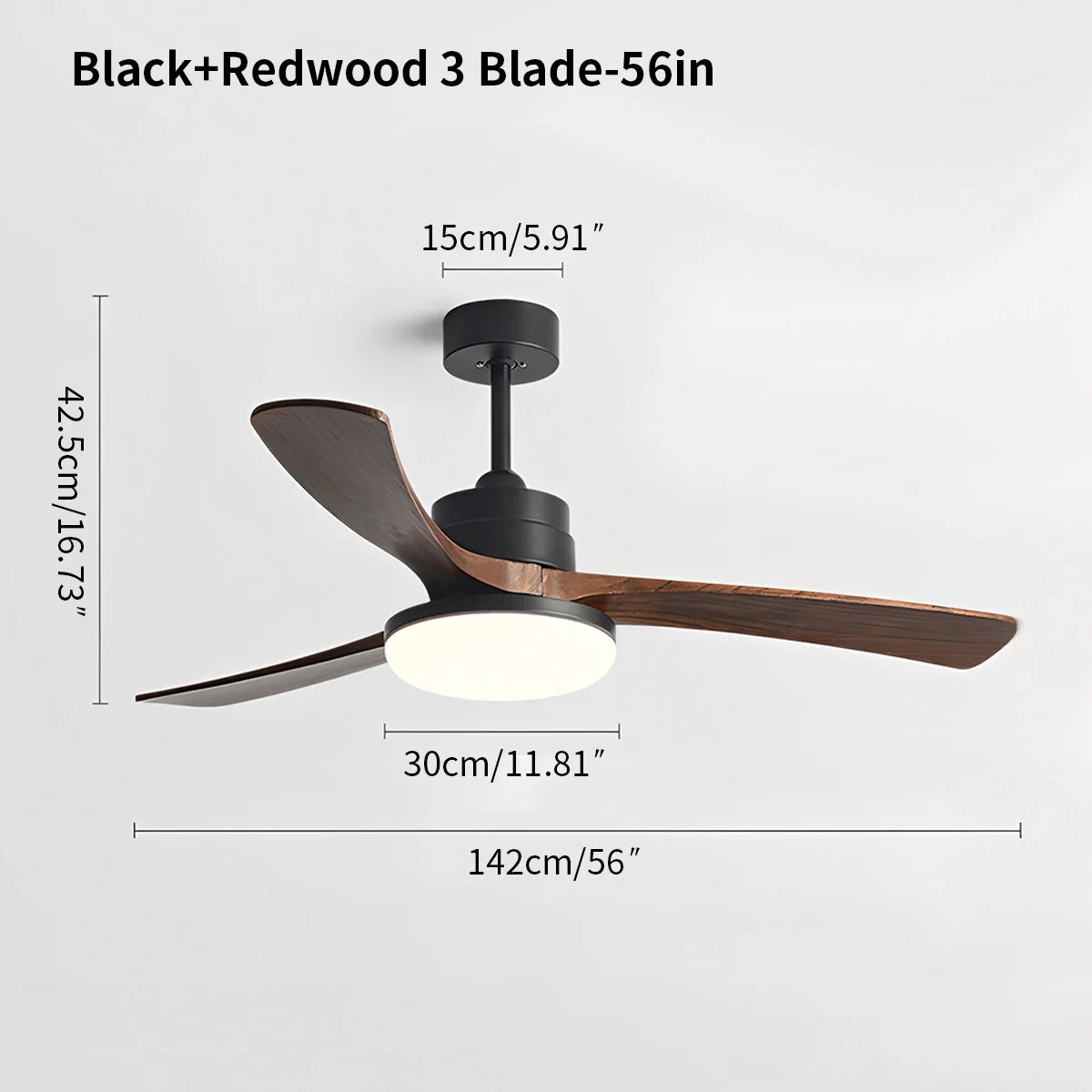 Eloer High Wind Solid Wood Ceiling Fan Light