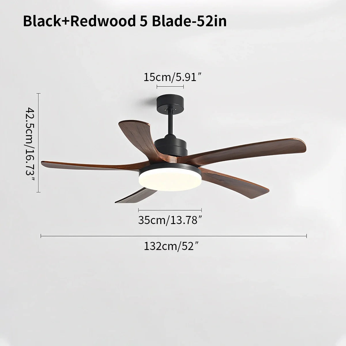 Eloer High Wind Solid Wood Ceiling Fan Light