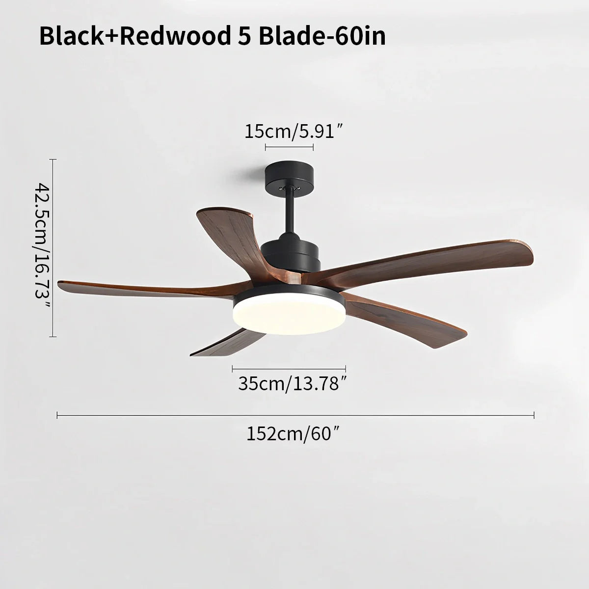 Eloer High Wind Solid Wood Ceiling Fan Light