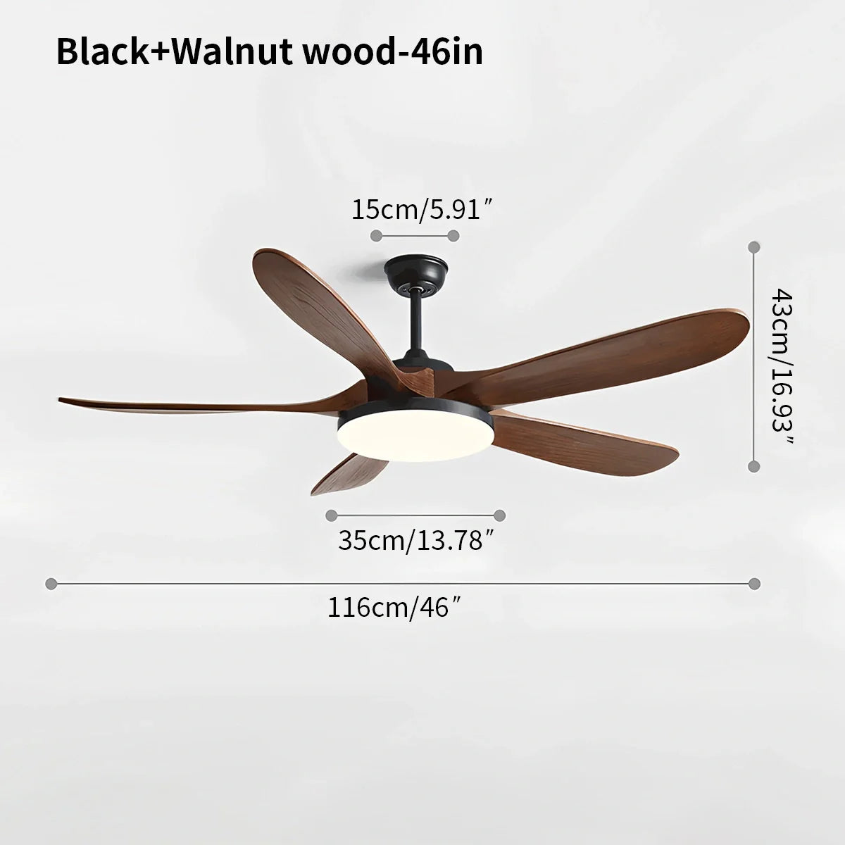 Eloer 5-leaf Solid Wood Ceiling Fan Light