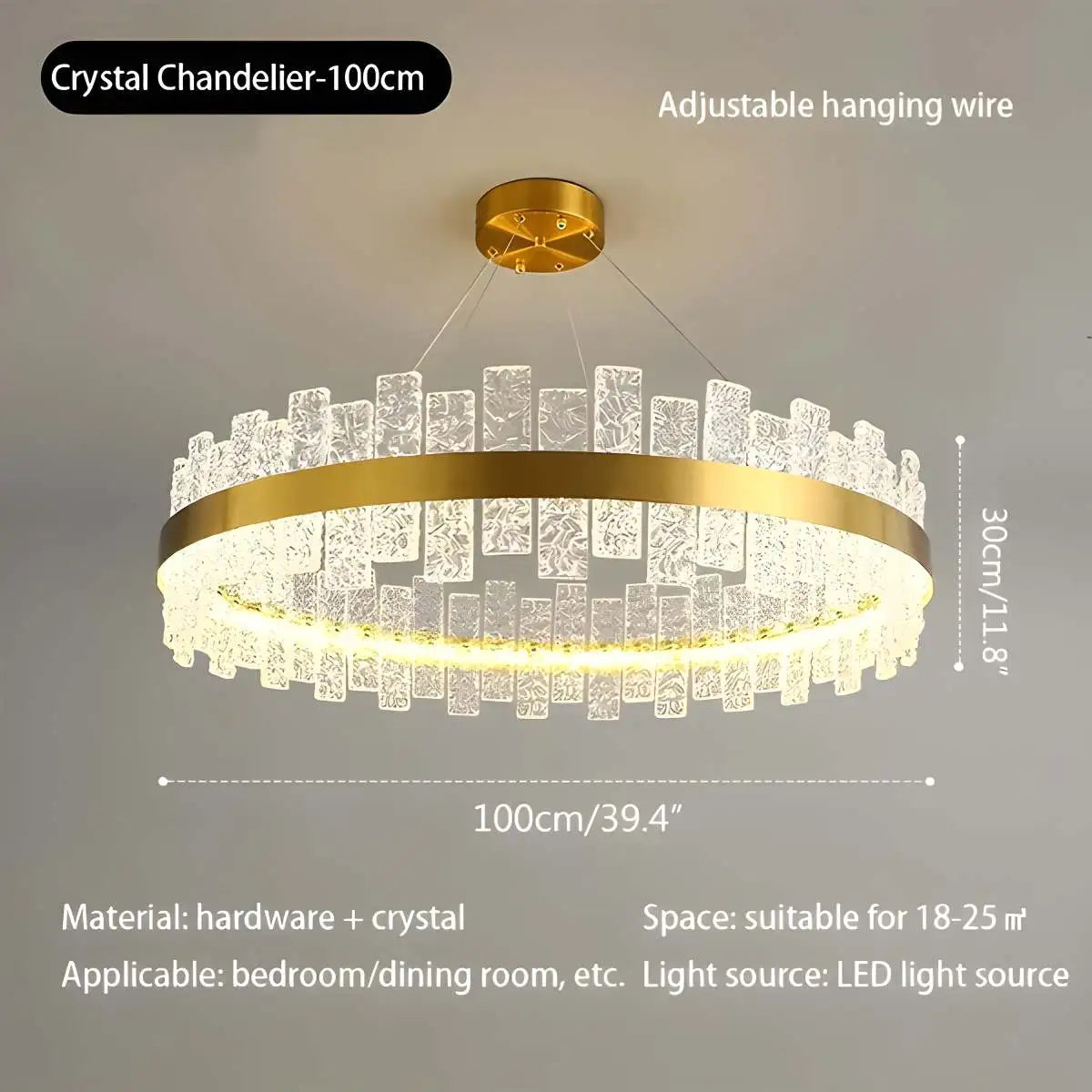 Eloer Modern Frosted Glass Crystal Chandelier