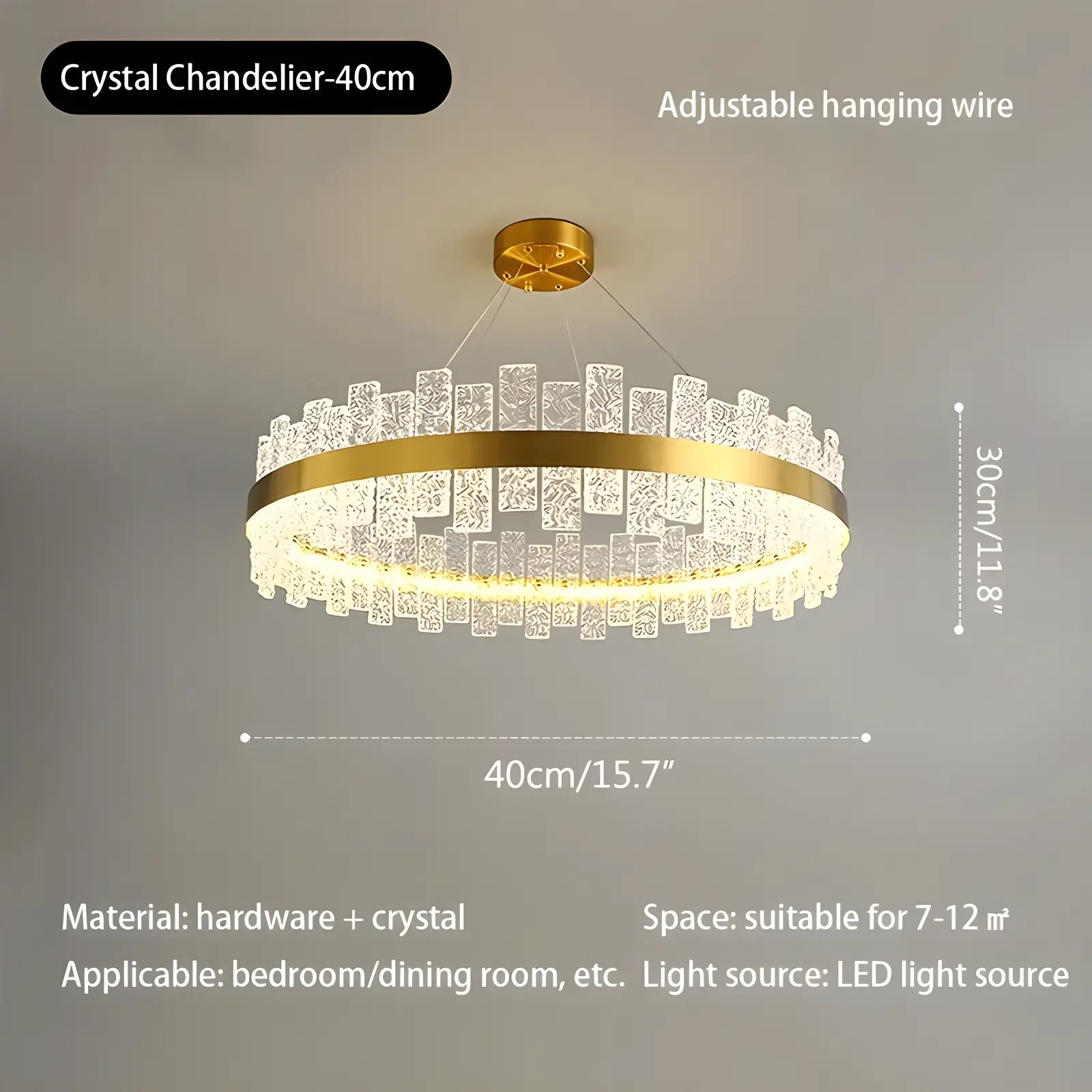 Eloer Modern Frosted Glass Crystal Chandelier