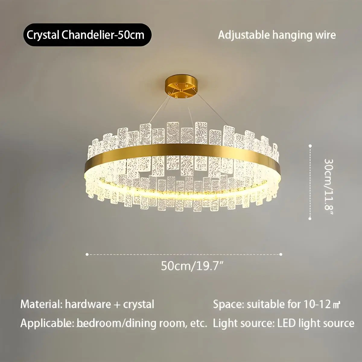 Eloer Modern Frosted Glass Crystal Chandelier