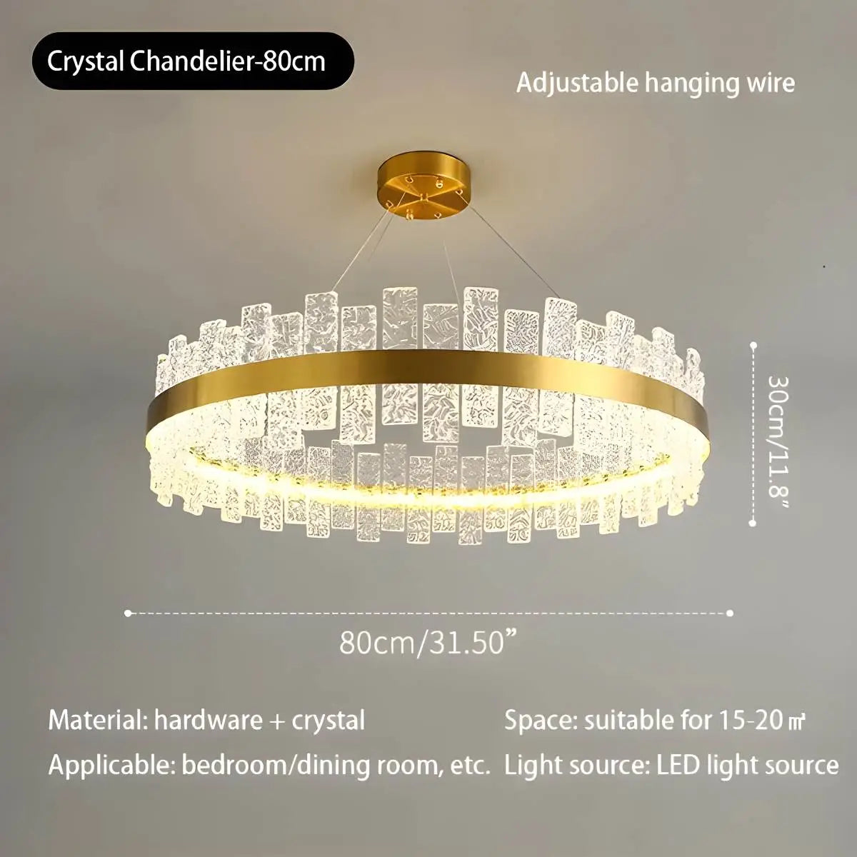 Eloer Modern Frosted Glass Crystal Chandelier