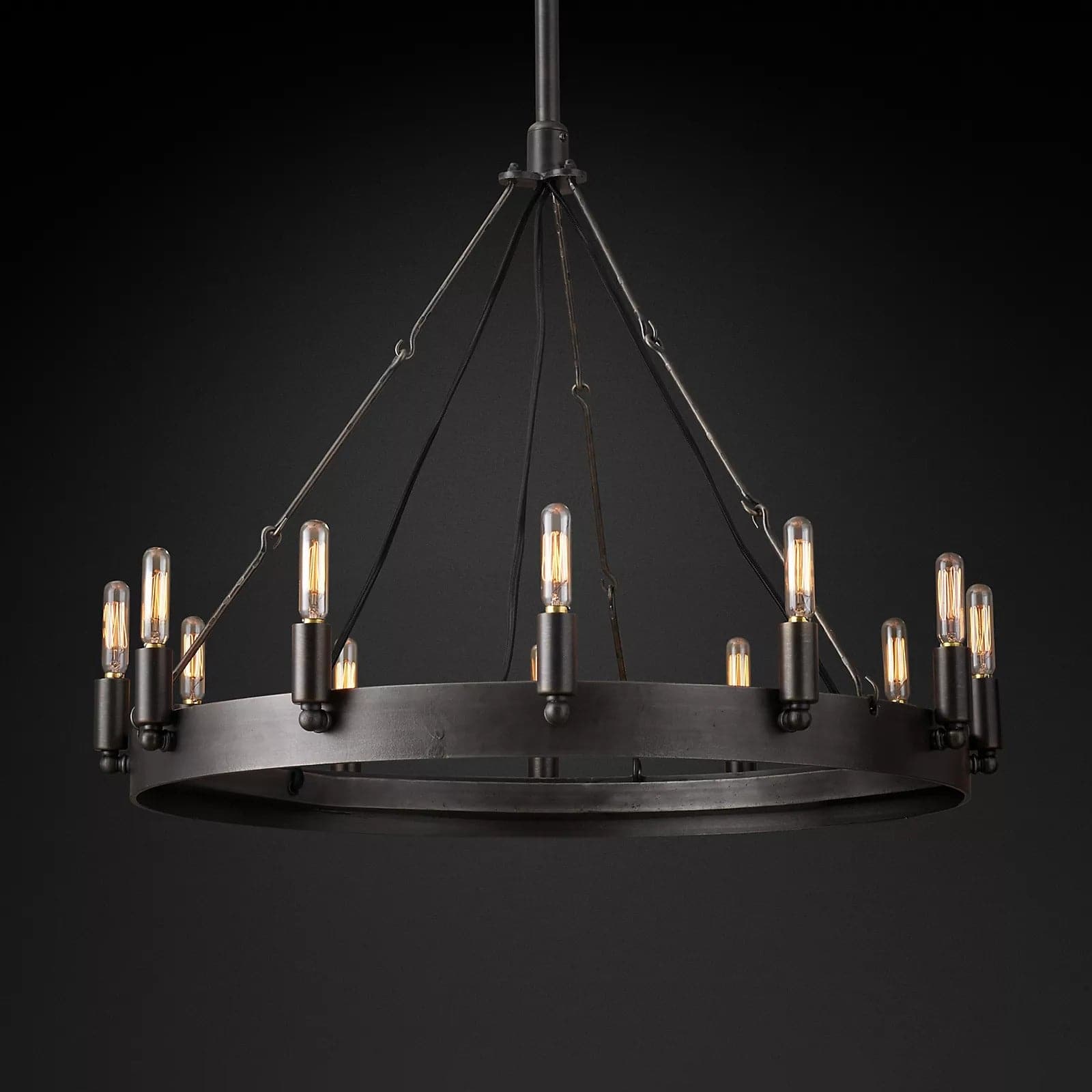 Camin Vintage Filament Round Chandelier 26" For Living Room-konalight