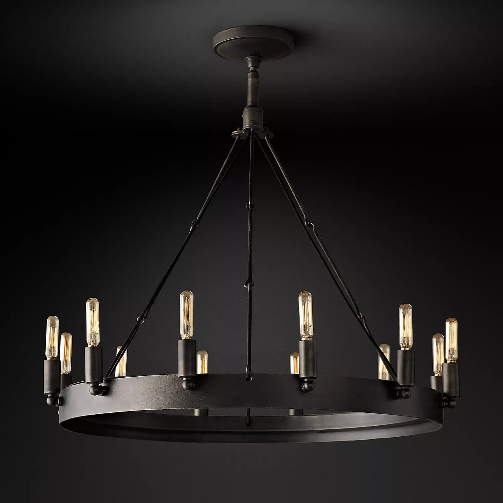 Camin Vintage Filament Round Chandelier 26" For Living Room-konalight