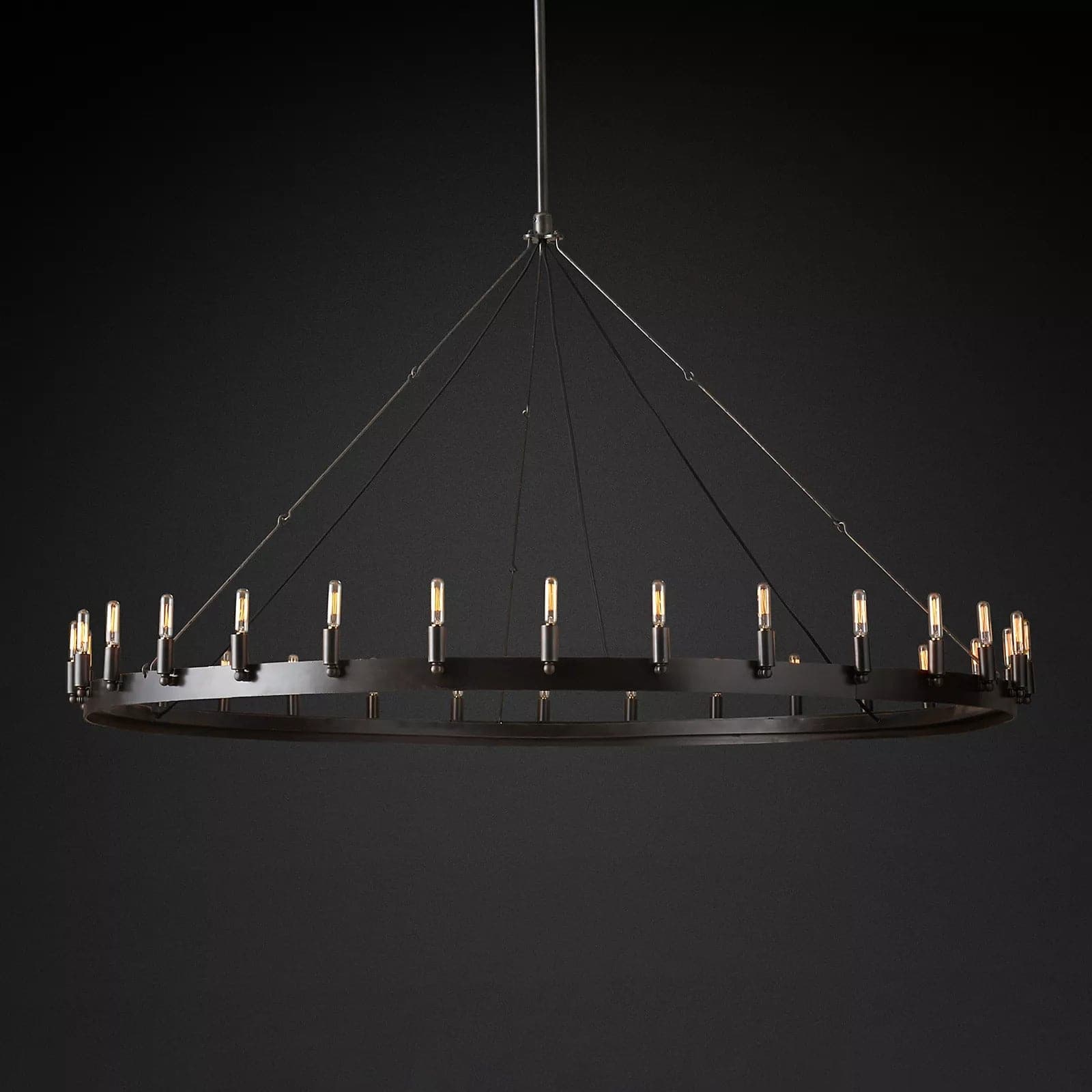 Camin Vintage Filament Round Chandelier 63" For Living Room-konalight