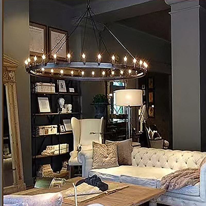 Camin Vintage Filament Round Chandelier 63" For Living Room-konalight