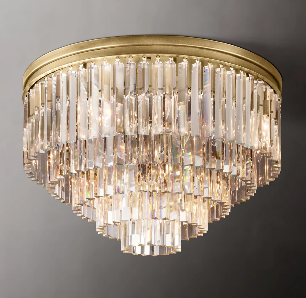 Multi-tier Crystal 1920s Odeon Round Flushmount D32"