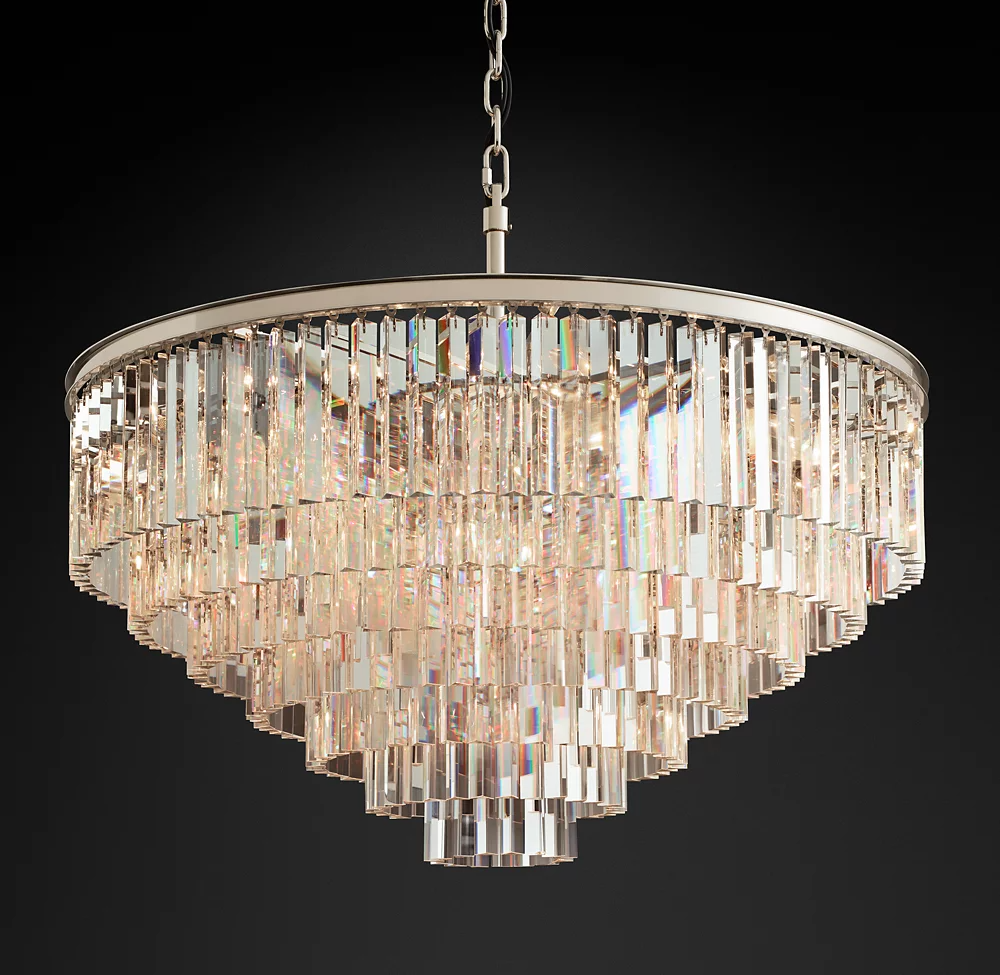 Multi-tier Crystal 1920s Odeon Round Chandelier Modern Lighting D44"-konalight