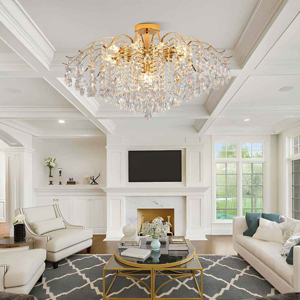 Eloer French Vintage Crystal Ceiling Chandelier
