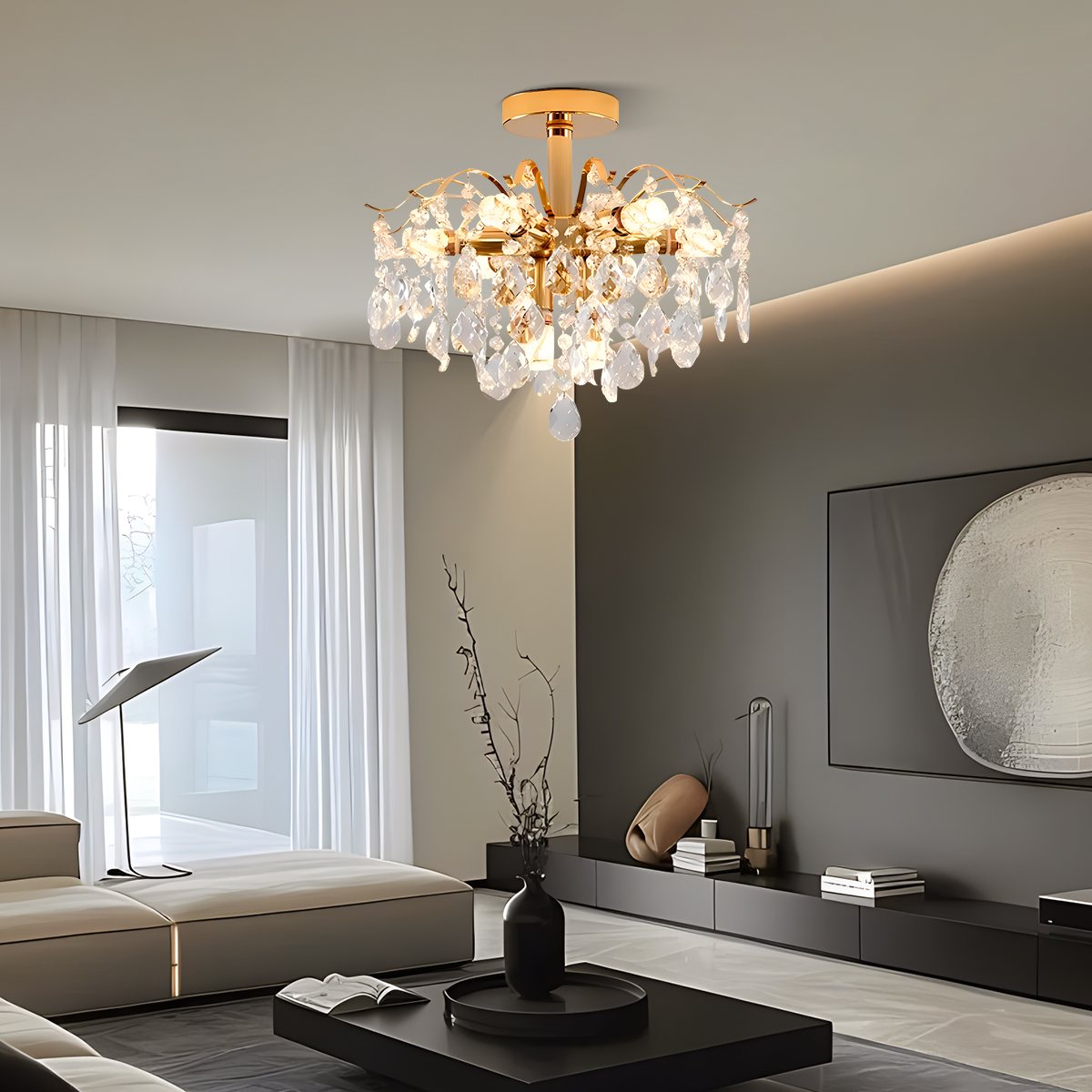 Eloer French Vintage Crystal Ceiling Chandelier