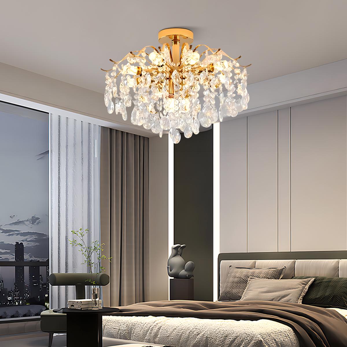 Eloer French Vintage Crystal Ceiling Chandelier