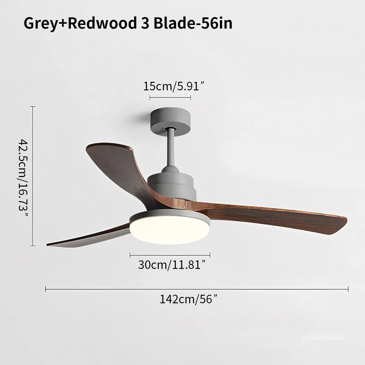 Eloer High Wind Solid Wood Ceiling Fan Light