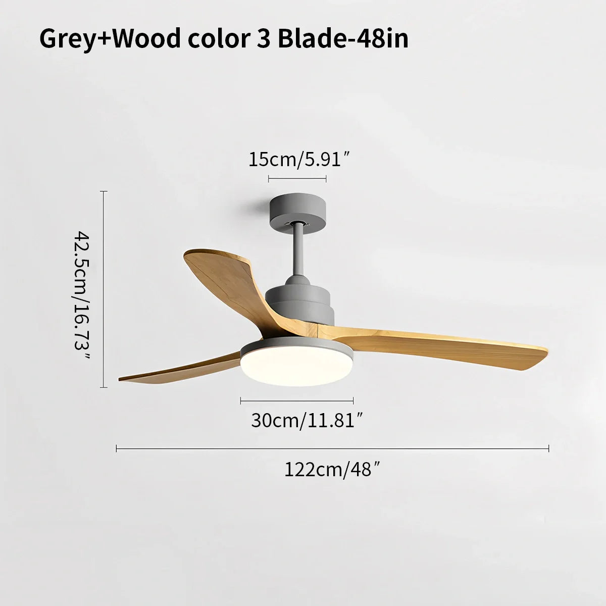 Eloer High Wind Solid Wood Ceiling Fan Light