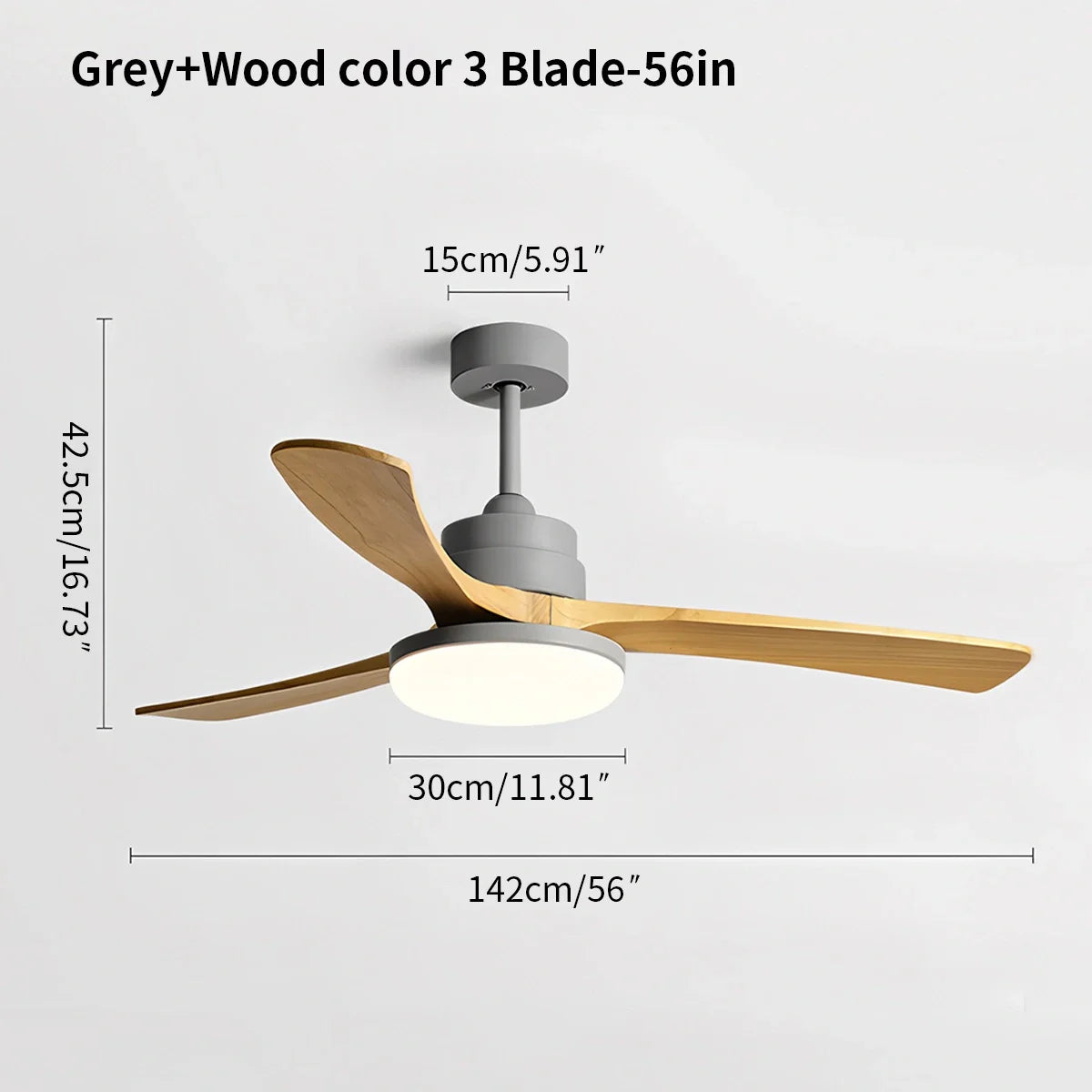Eloer High Wind Solid Wood Ceiling Fan Light