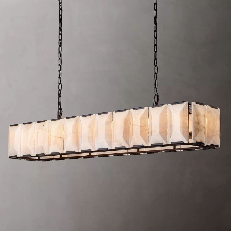 Harlow Calcite Rectangular Chandelier W 74"
