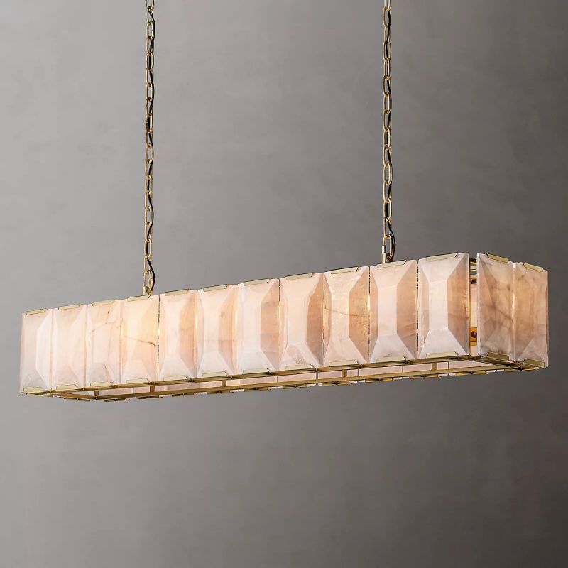 Harlow Calcite Rectangular Chandelier W 74"