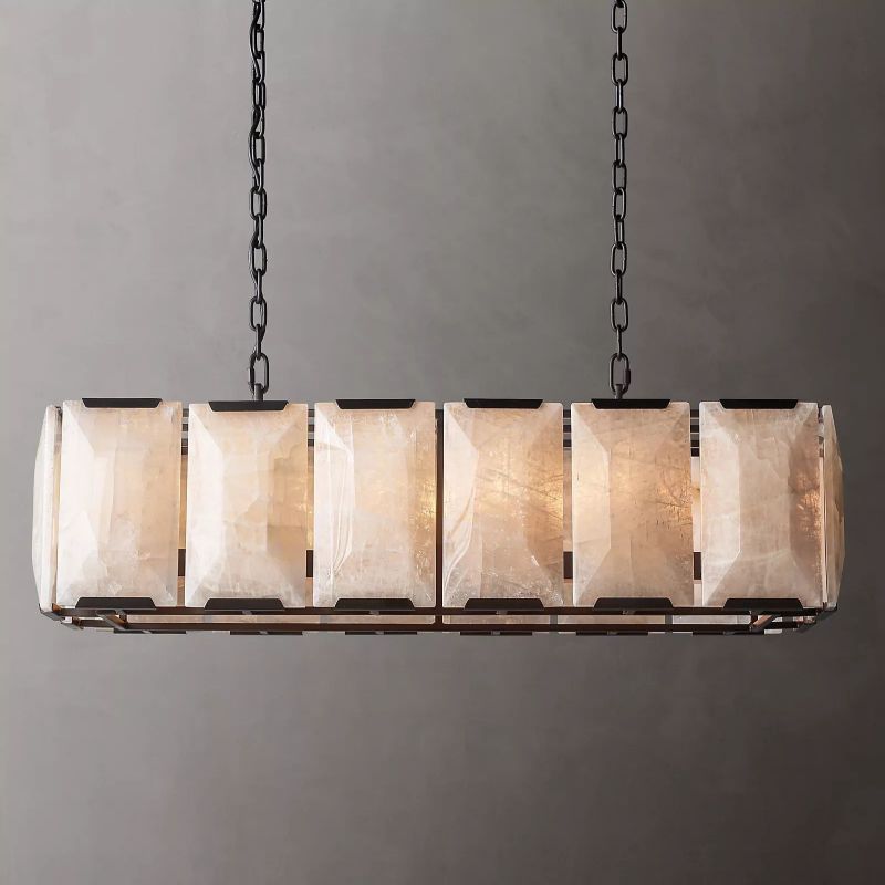 Harlow Calcite Rectangular Chandelier W 42"-konalight
