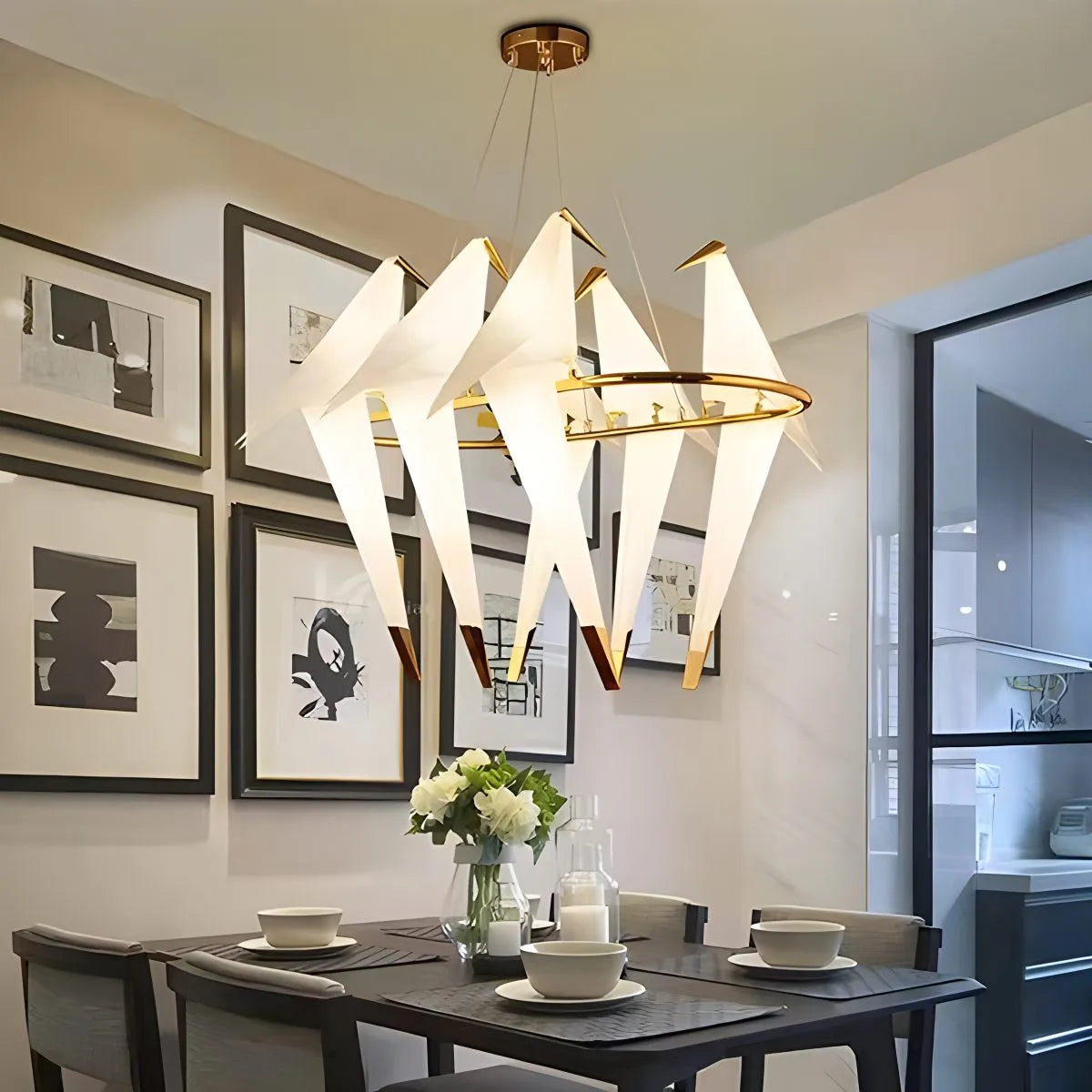 Eloer Paper Crane Bird Chandelier for Dining Room