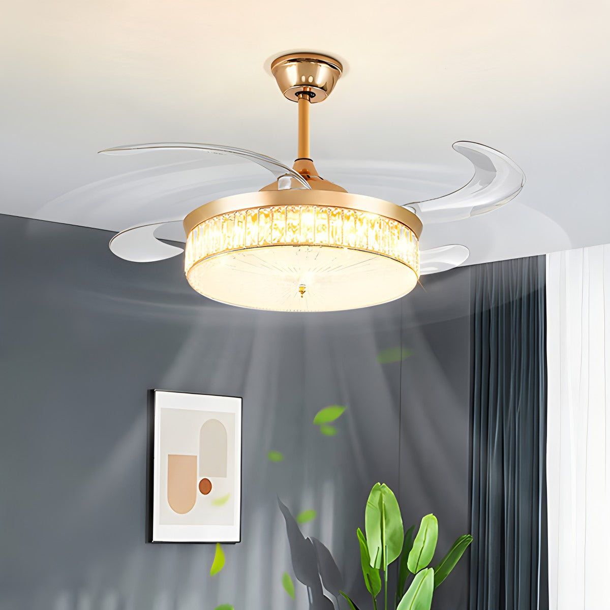 Remote Hugger Ceiling Fan Light for Low Ceilings