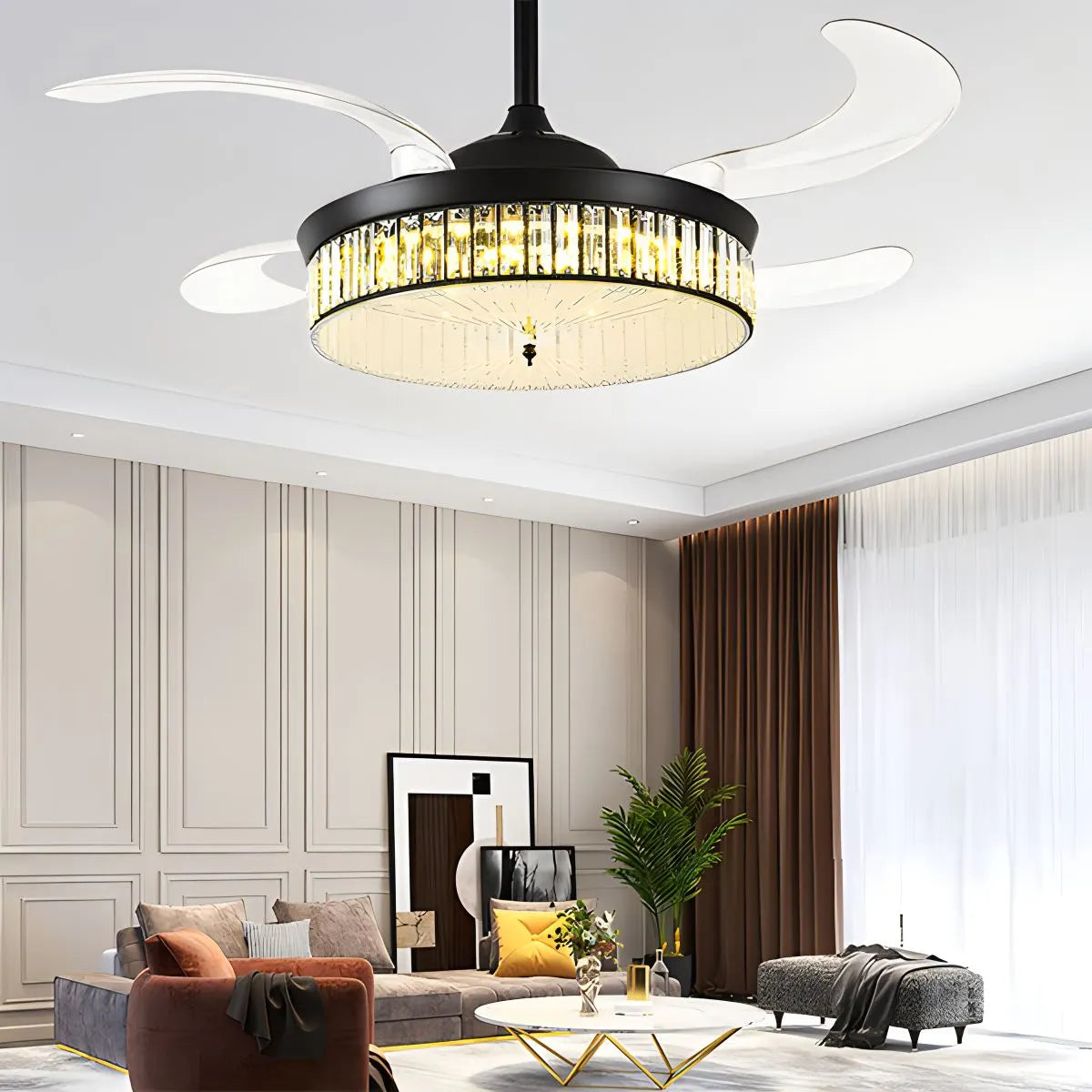 Remote Hugger Ceiling Fan Light for Low Ceilings