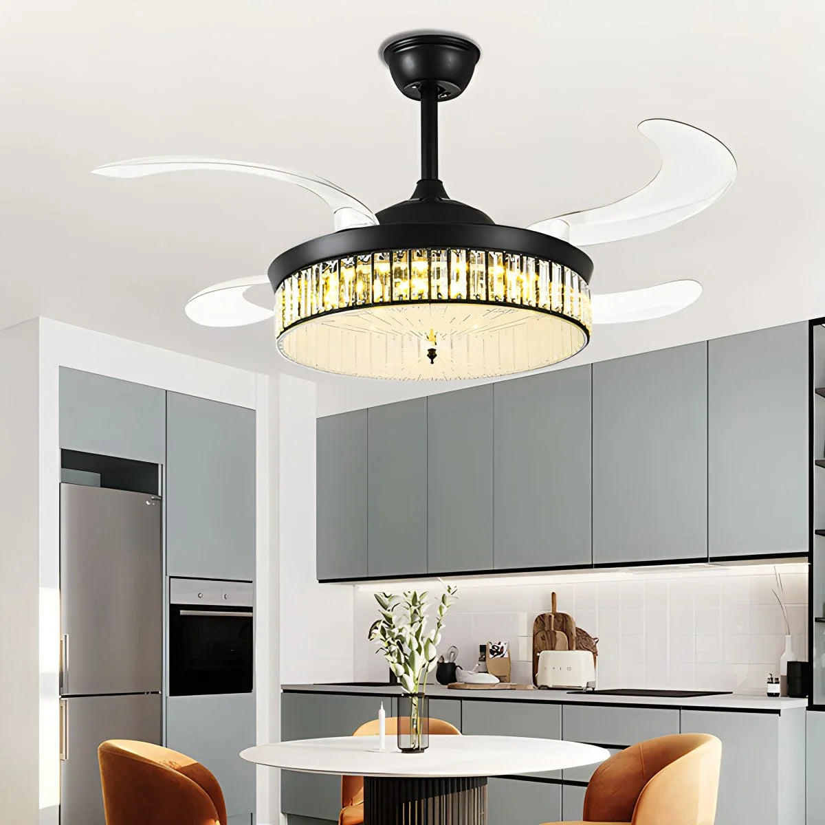 Remote Hugger Ceiling Fan Light for Low Ceilings
