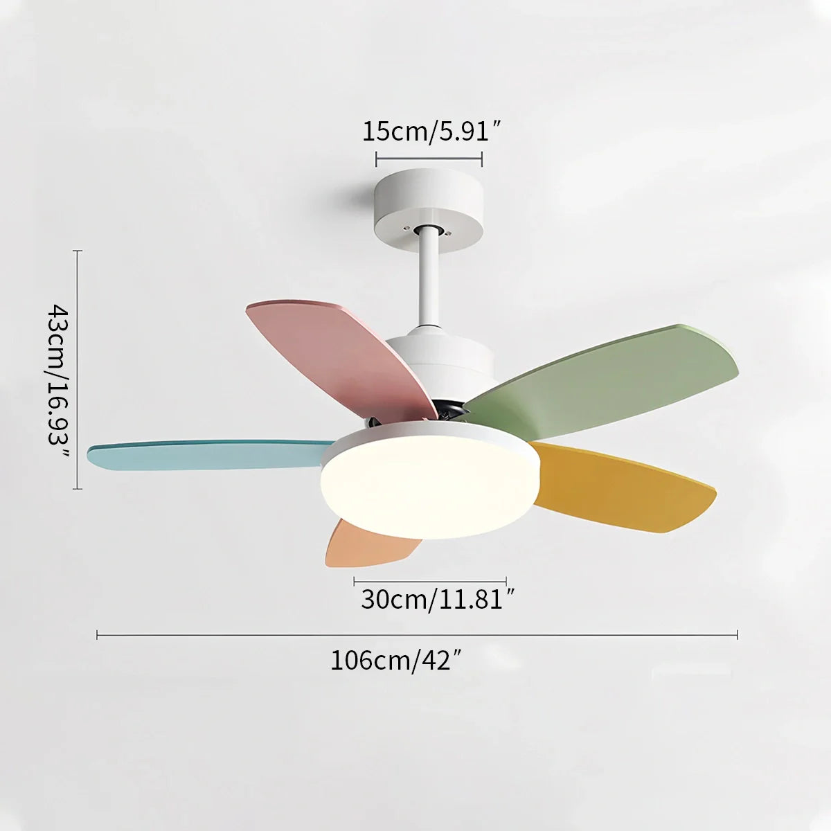 Eloer Nordic Colorful Leaf Ceiling Fan Light