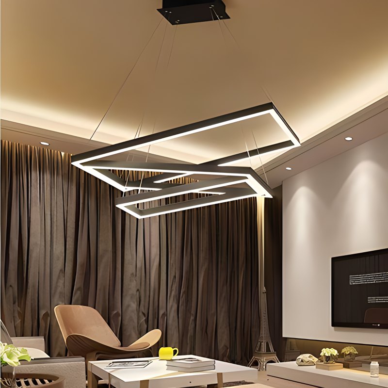 Eloer Modern Black Tiered Rectangular Chandelier