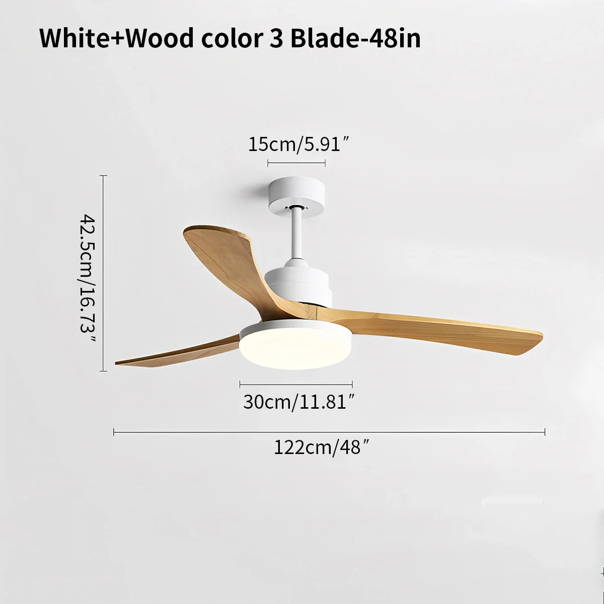 Eloer High Wind Solid Wood Ceiling Fan Light