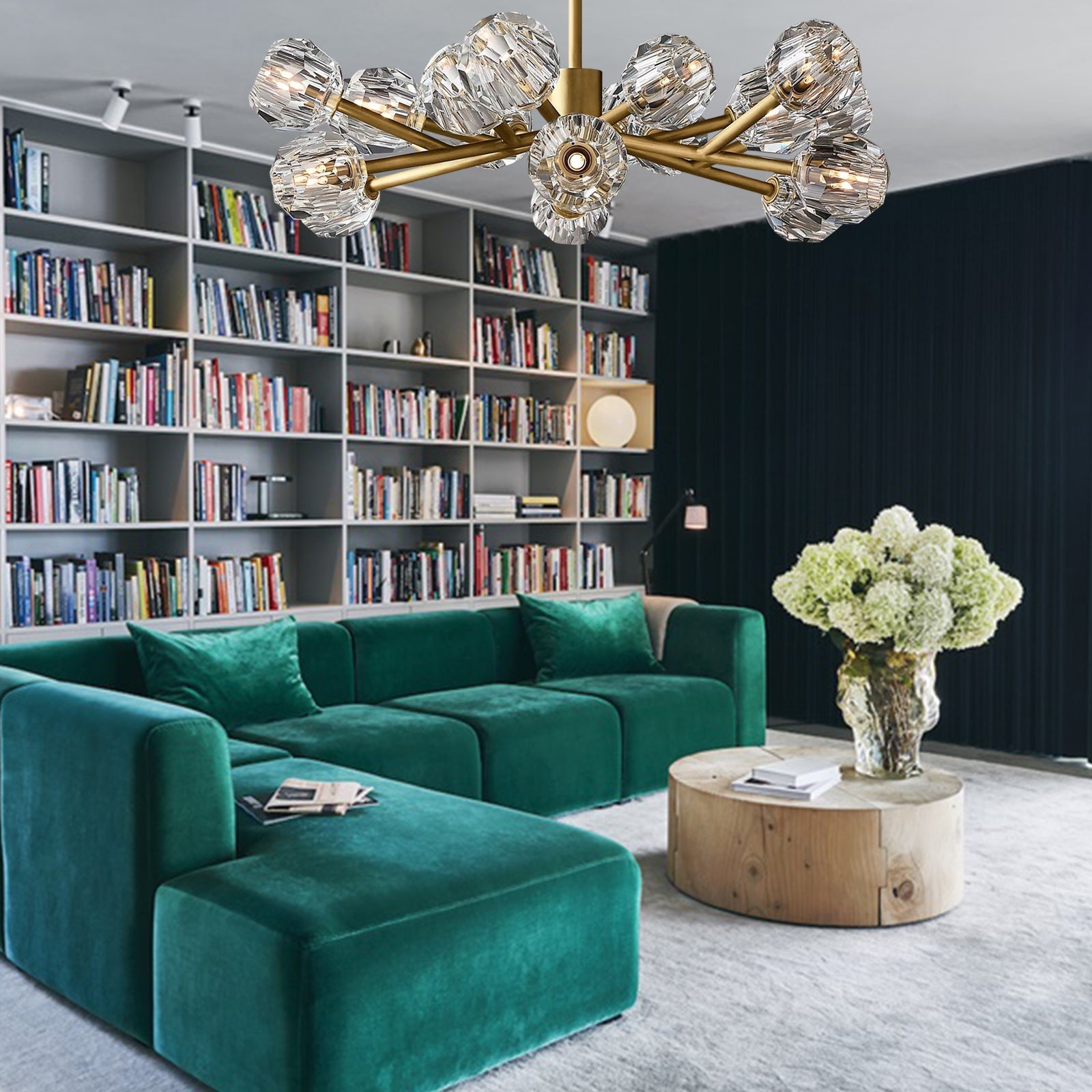 Boule De Crystal Ball Clear Glass Round Chandelier 36"-konalight