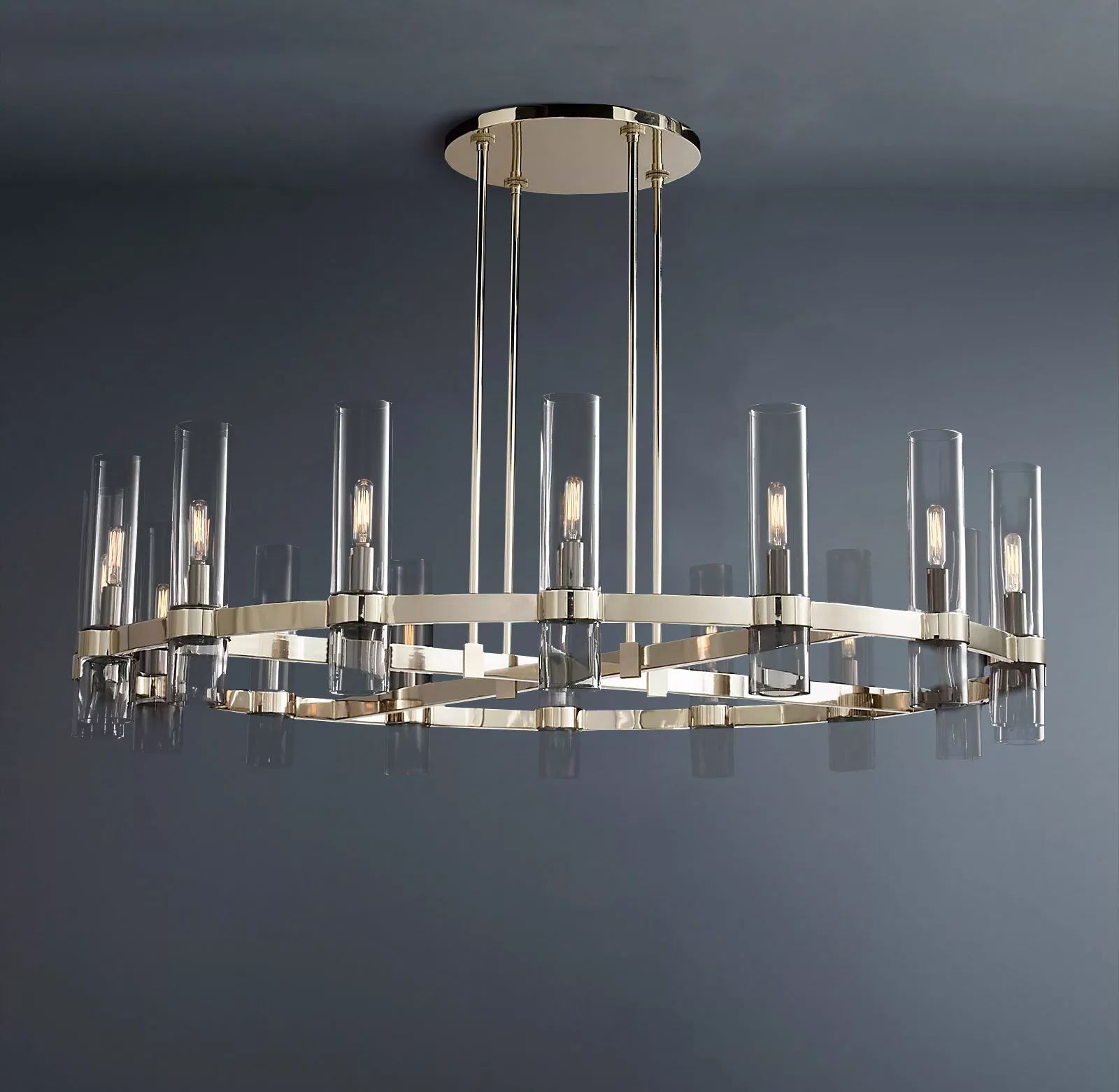 Ravelle Round Minimalist Glass Chandelier 48"-konalight