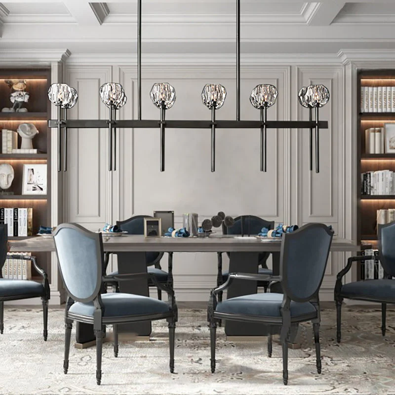 Boule De Crystal Ball Glass Linear Chandelier 60"(rod)-konalight