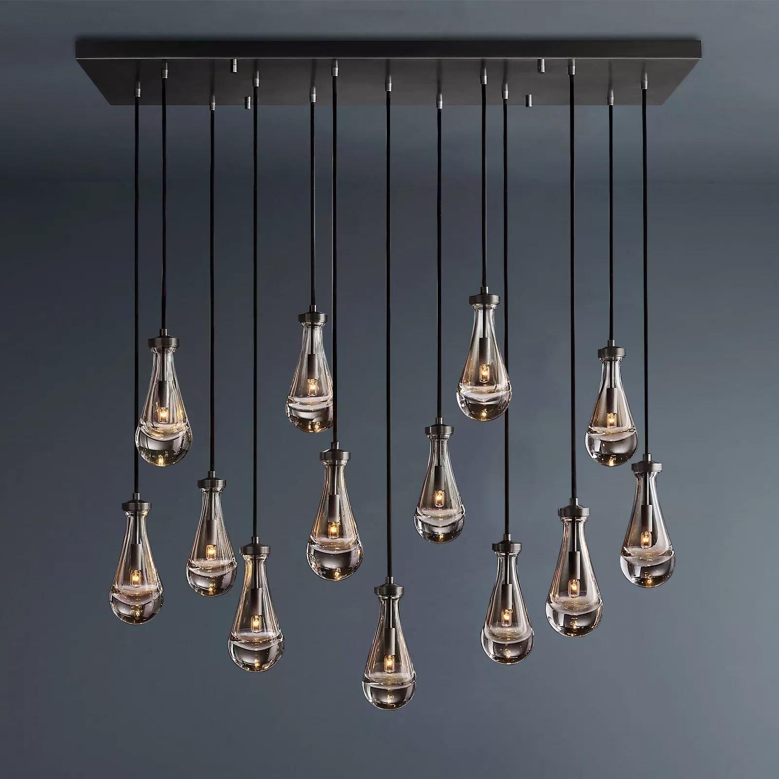Raindrop Rectangular Chandelier 54"