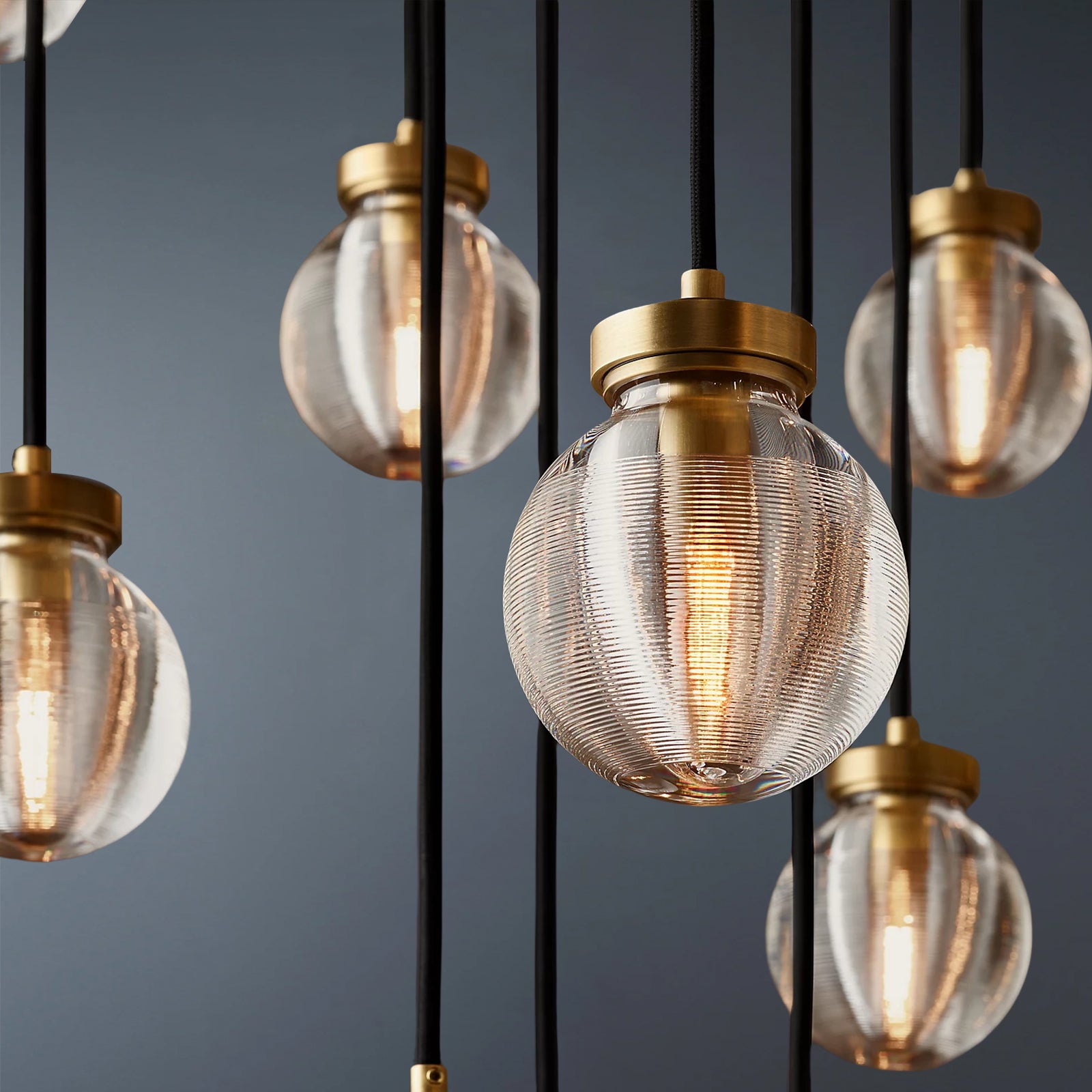 Pearl Round Chandelier Vintage Light Fixture 60"