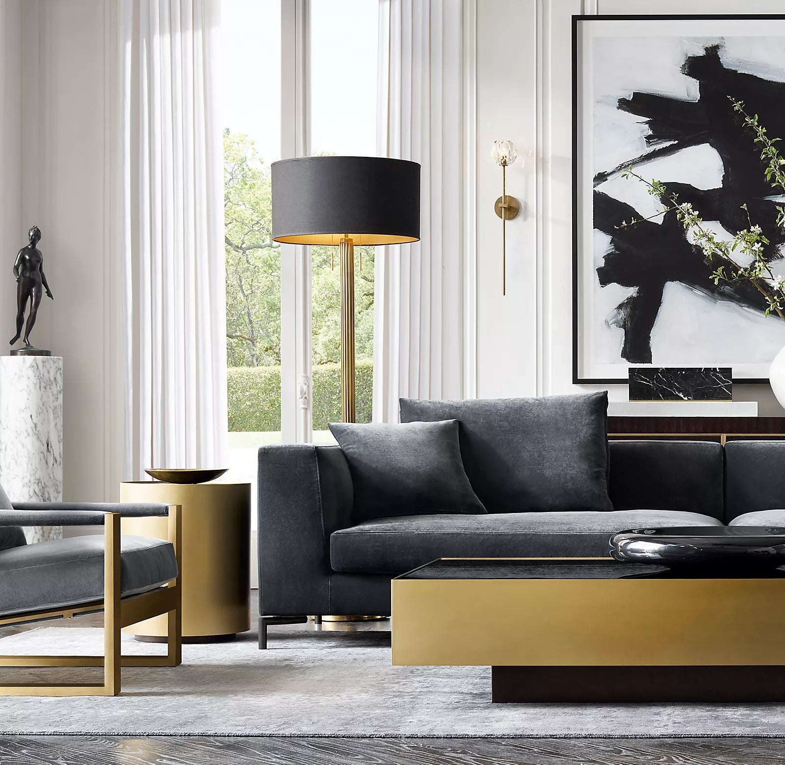 Boule De Crystal Ball Clear/Smoke Glass Grand Wall Sconce