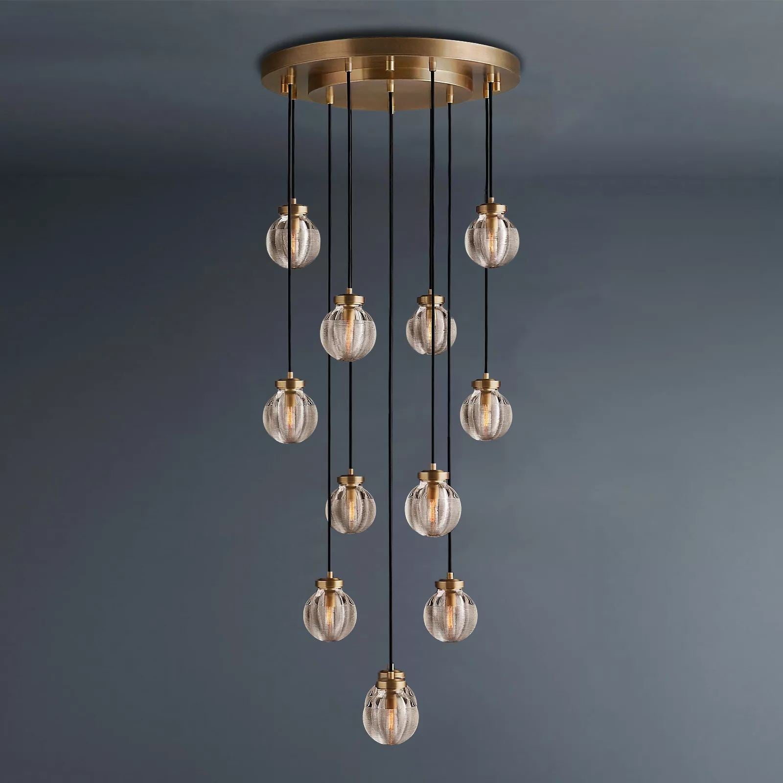 Pearly Round Chandelier Vintage Light Fixture 22"-konalight