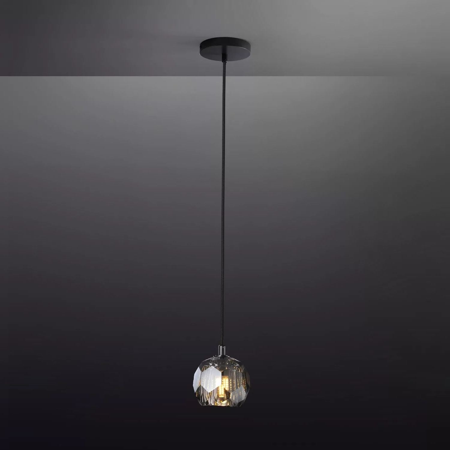 Boule De Clear/Smoke Glass Cord Pendant Light-konalight