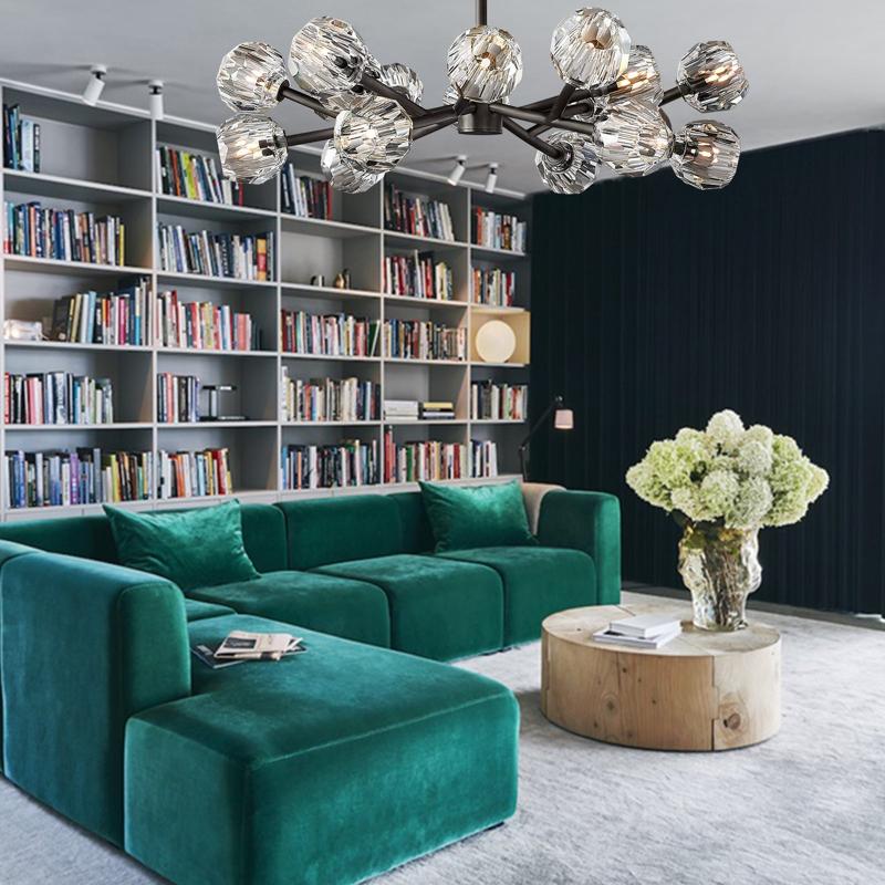 Boule De Multi-faceted Cut Clear Crystal Ball Chandelier 18-Light 36"