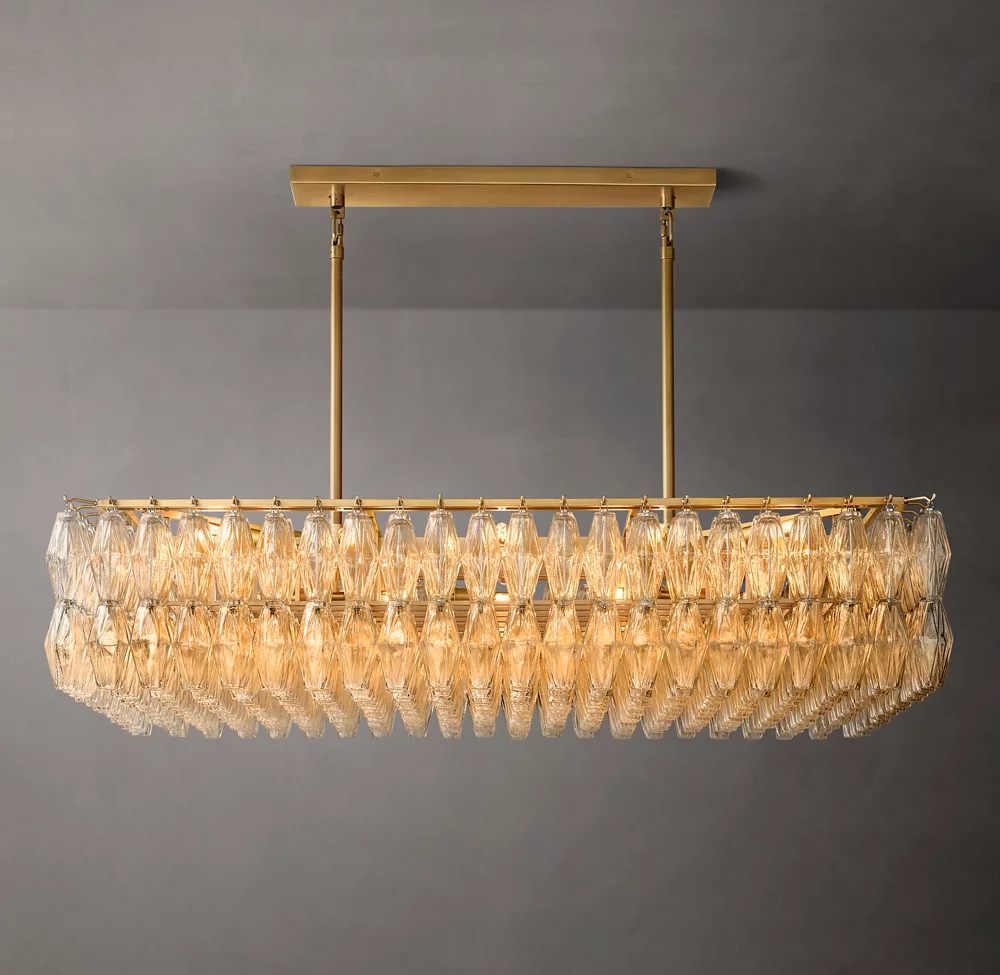 Mia Glass Rectangular Chandelier 54" For Dinning Room