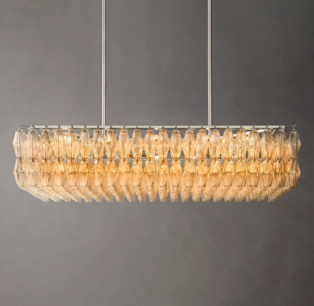 Mia Glass Rectangular Chandelier 54" For Dinning Room