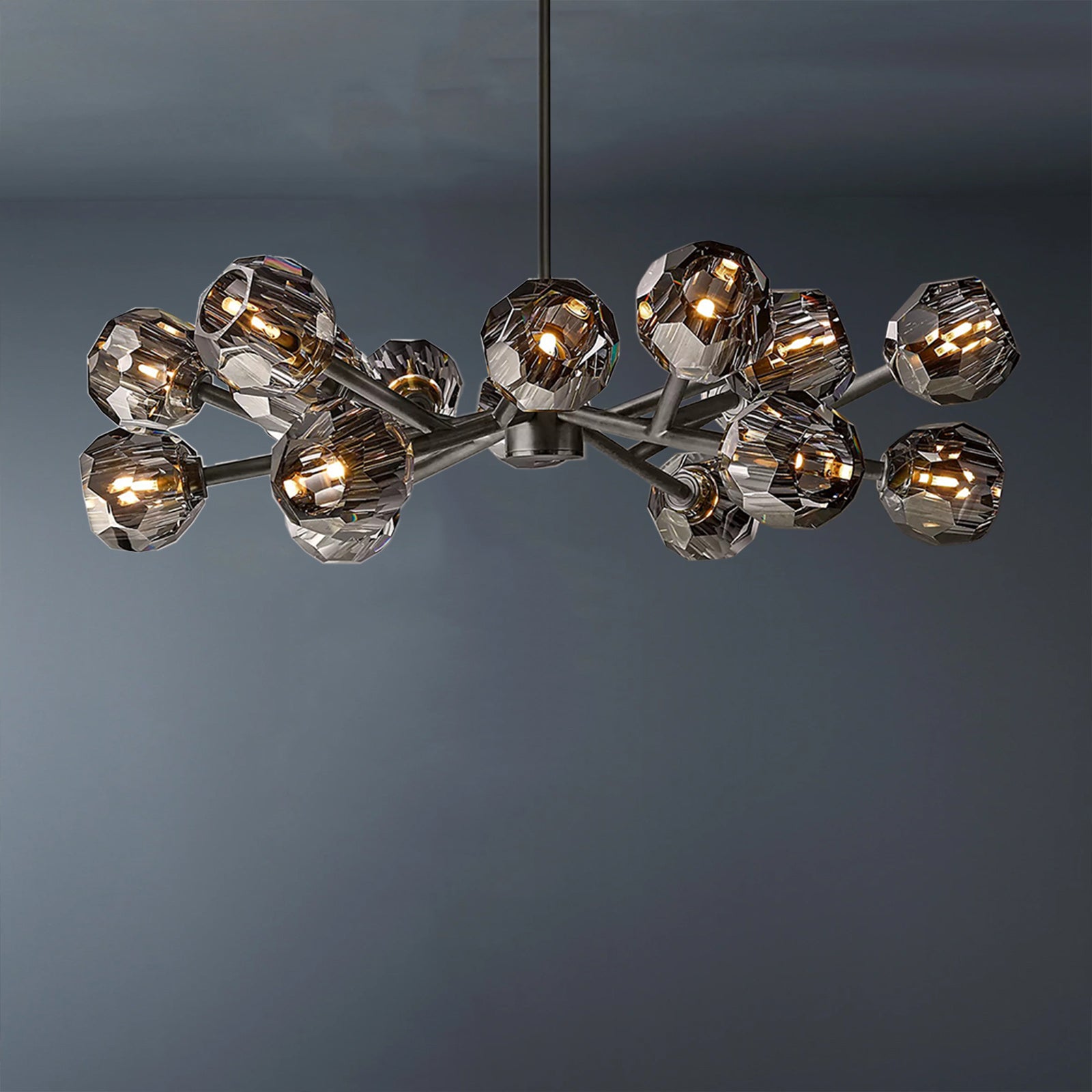 Boule De Crystal Ball Smoky Glass Round Chandelier 36"-konalight