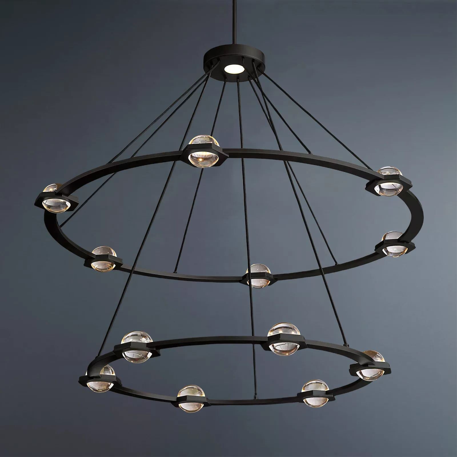 Éclatant Vintage Two-tier Round Chandelier 48"-konalight